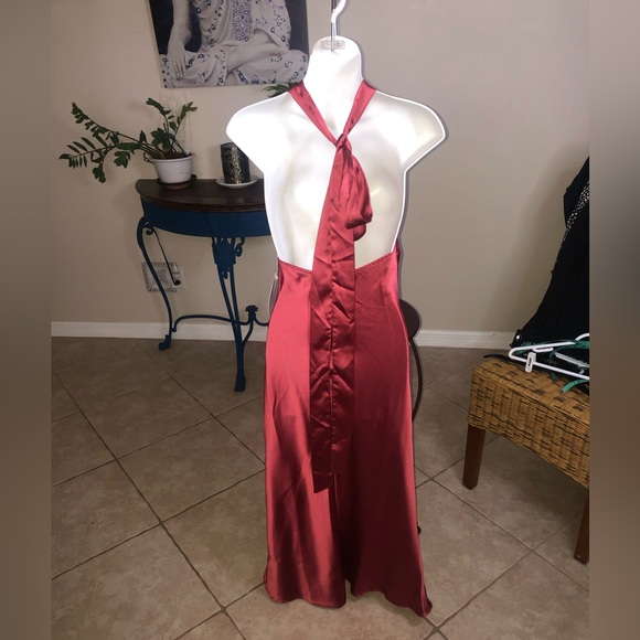 Cantonwalker Satin High Slit Wedding Formal Maxi Cocktail Evening Party Dress XS - Picture 4 of 8